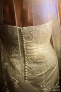 Megan's dress, lit through stained glass