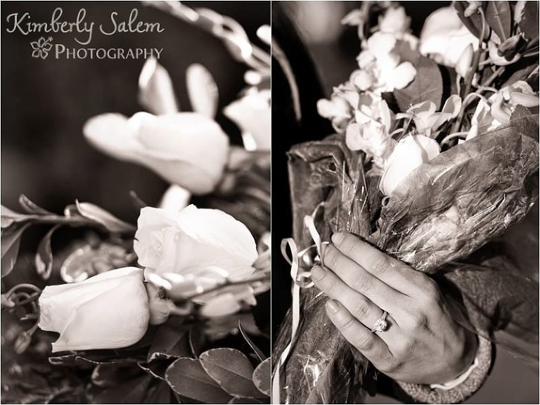 Flowers and engagement ring