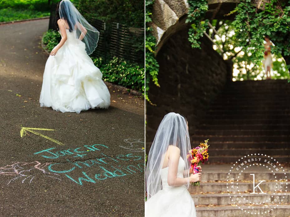bride on the way to the ceremony - Fort Tryon Park, NYC