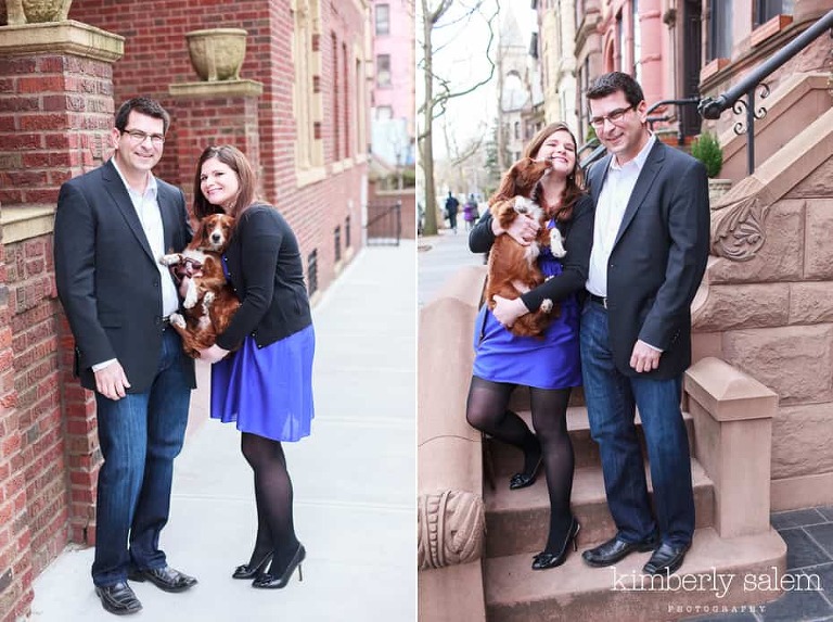 engaged couple with their puppy